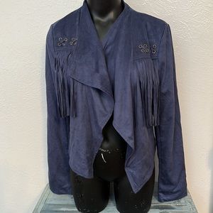 Shinesdar size Large NWT Faux leather Navy blue women’s Jacket fully lined